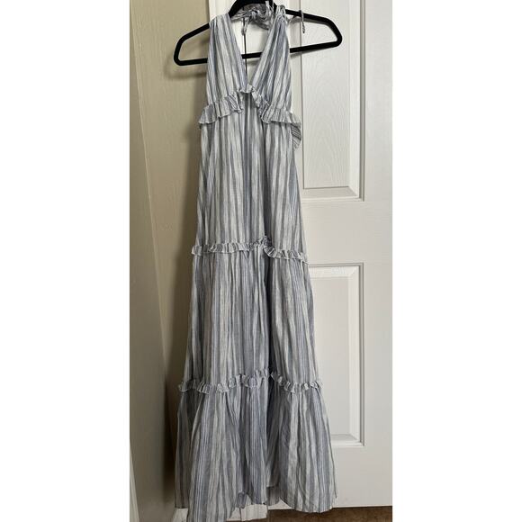 NWT Lulus Vacay Babe Grey Striped Halter Maxi Dress XS - Picture 5 of 10
